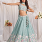 Pure Chiffon Sequins And Thread Embroidery Lehenga Choli Dupatta