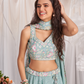Pure Chiffon Sequins And Thread Embroidery Lehenga Choli Dupatta