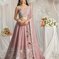 Pure Chiffon Sequins And Thread Embroidery Lehenga Choli Dupatta