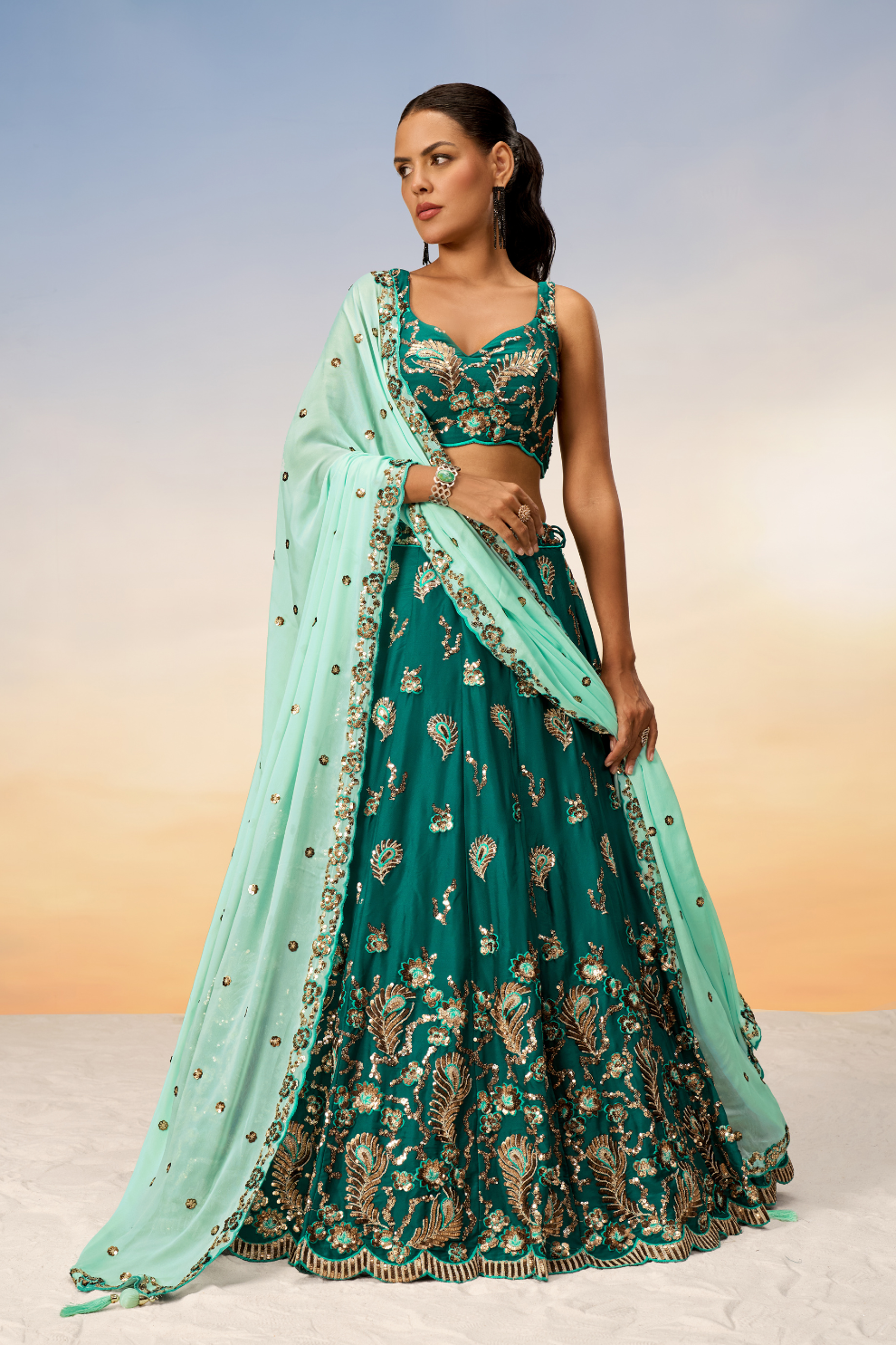 Pure Georgette With Heavy Sequins Embroidery Lehenga Choli Dupatta