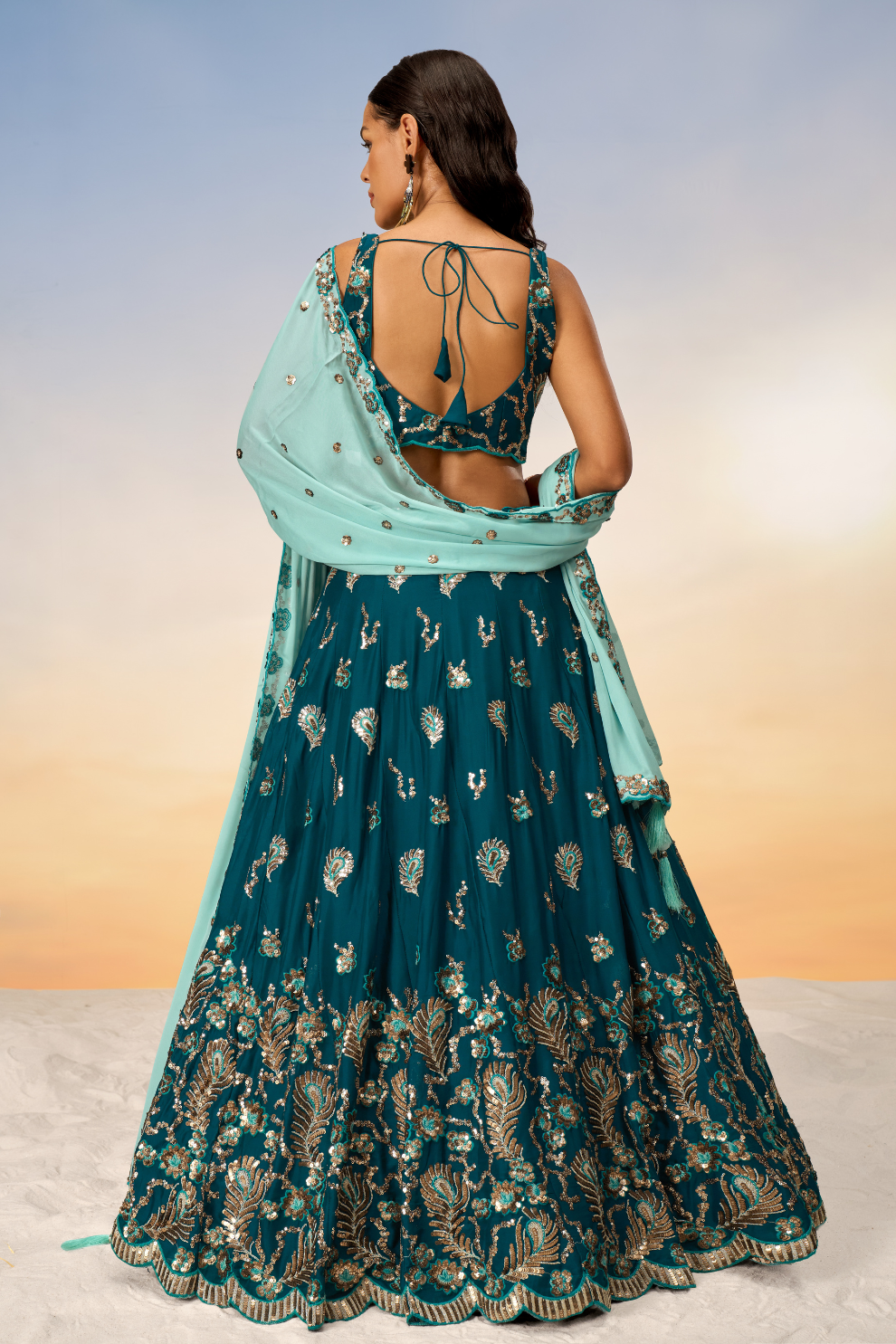 Pure Georgette With Heavy Sequins Embroidery Lehenga Choli Dupatta