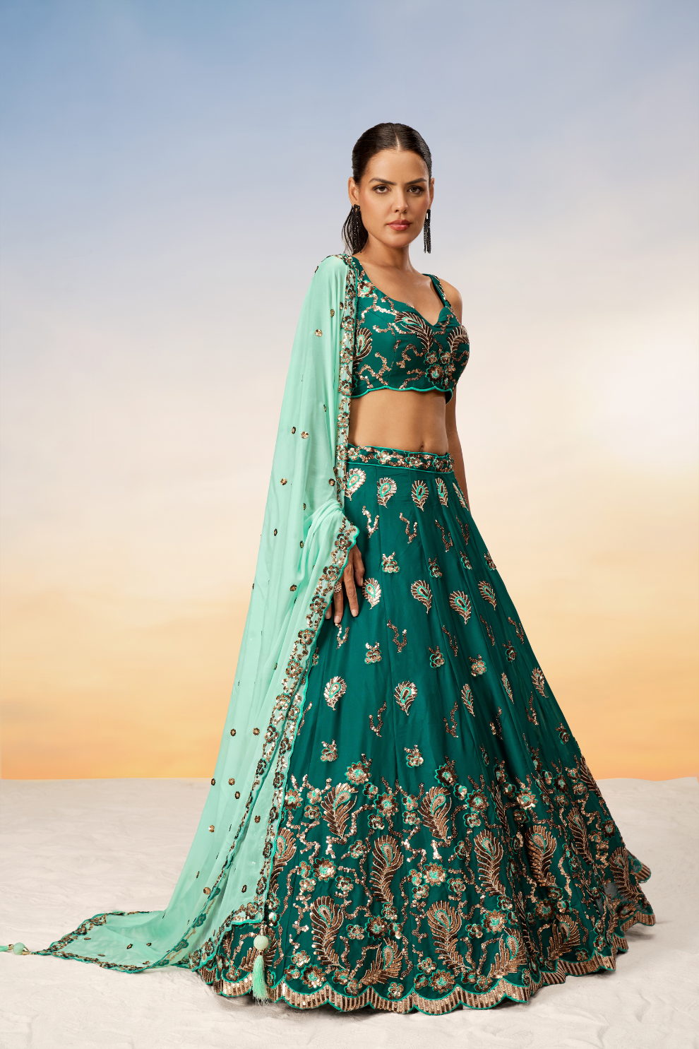 Pure Georgette With Heavy Sequins Embroidery Lehenga Choli Dupatta