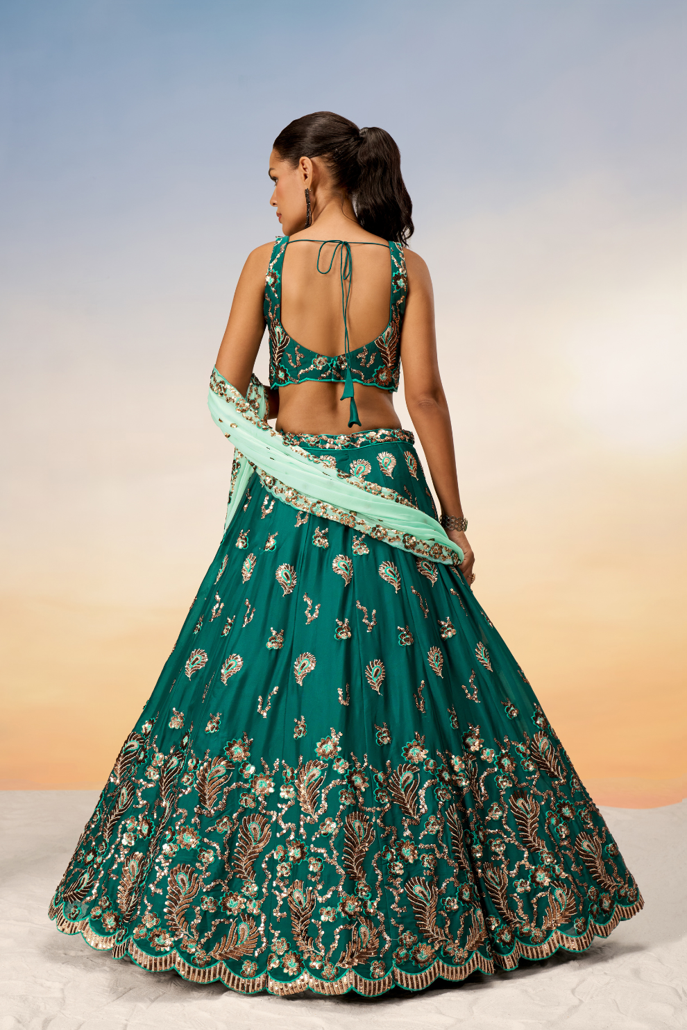 Pure Georgette With Heavy Sequins Embroidery Lehenga Choli Dupatta