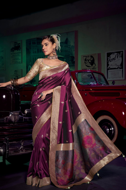 Pure Silk Saree with 3D Weaved Pallu and Heavy - LaVante Fashion