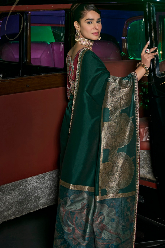 Pure Silk Saree with Beautifully Weaved Pallu and Border - LaVante Fashion