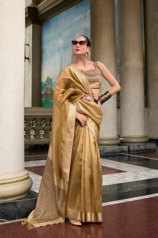 Pure Tissue With Beautiful Designer Pallu and blouse - LaVante Fashion