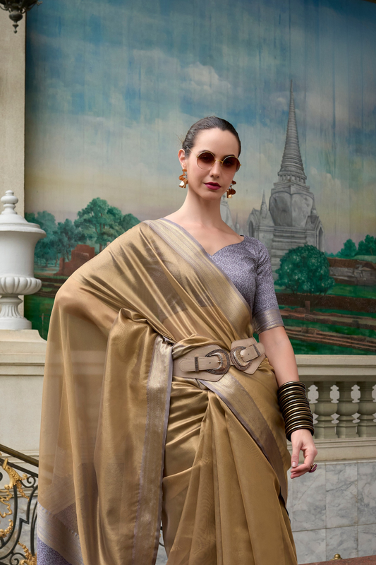 Pure Tissue With Beautiful Designer Pallu and blouse - LaVante Fashion