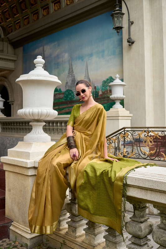 Pure Tissue With Beautiful Designer Pallu and blouse - LaVante Fashion