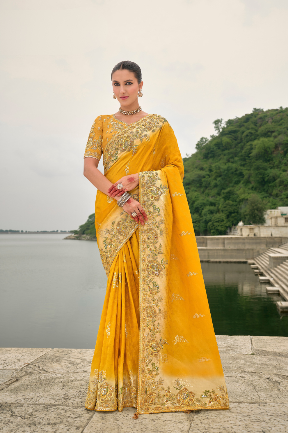 Opulent Glamour in Viscose Jacquard with Zari Sequins & Stone Embroidery