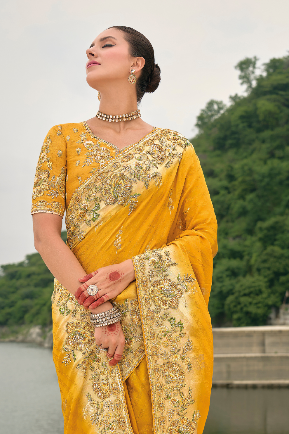 Opulent Glamour in Viscose Jacquard with Zari Sequins & Stone Embroidery