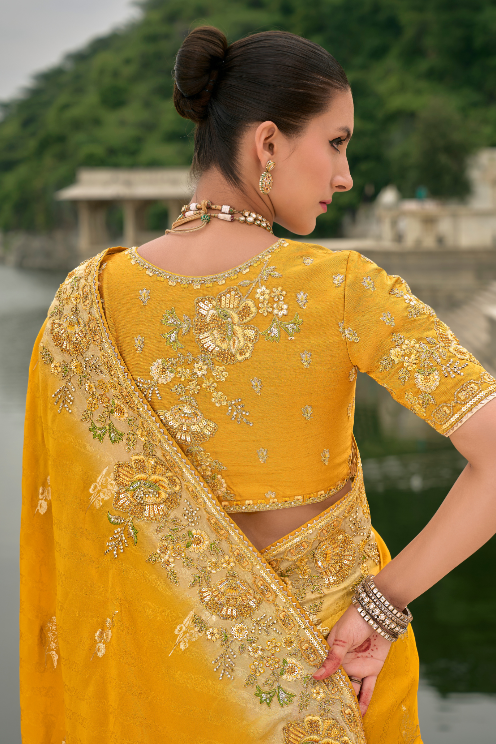 Opulent Glamour in Viscose Jacquard with Zari Sequins & Stone Embroidery