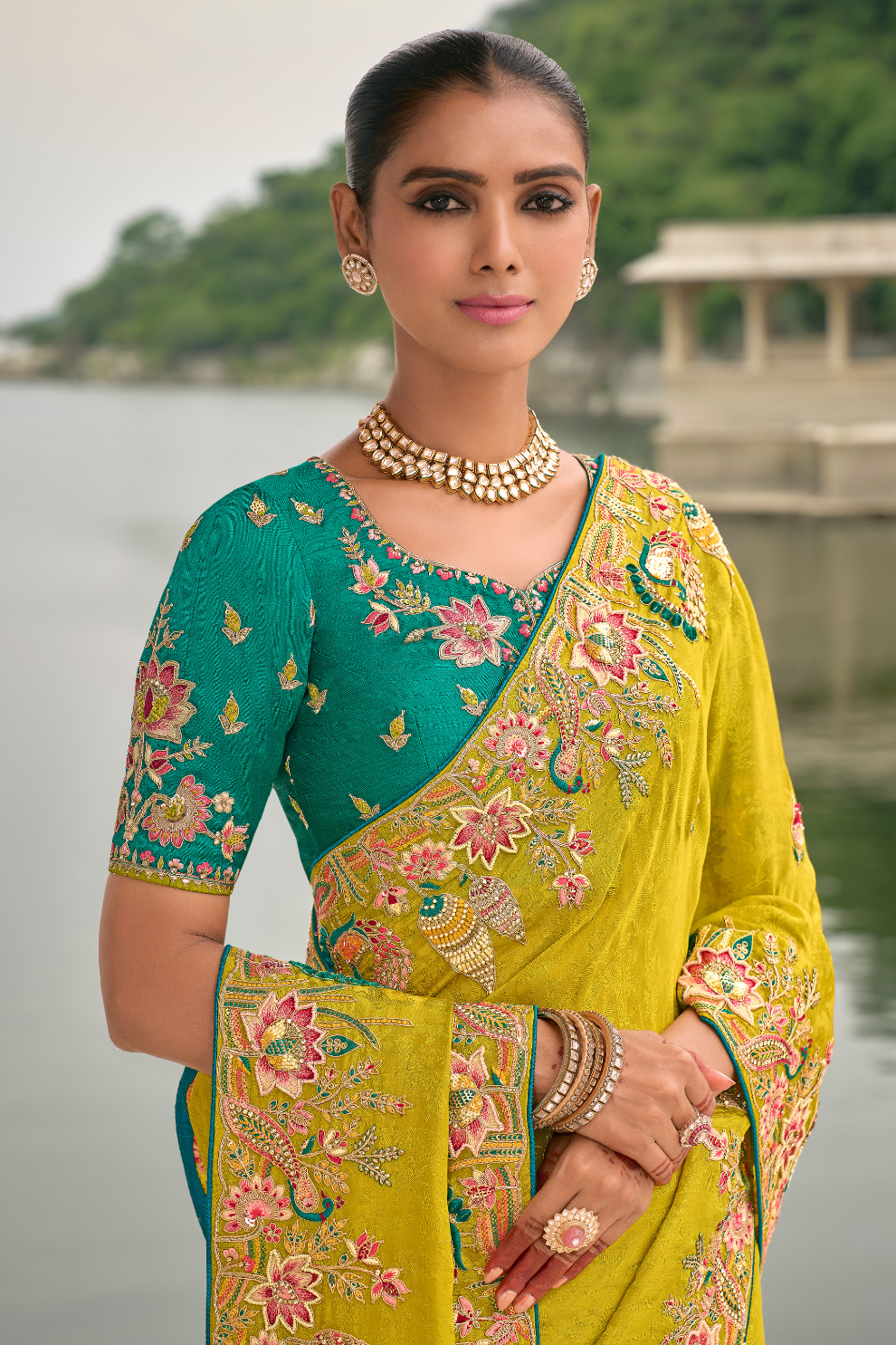 Opulent Glamour in Viscose Jacquard with Zari Sequins & Stone Embroidery