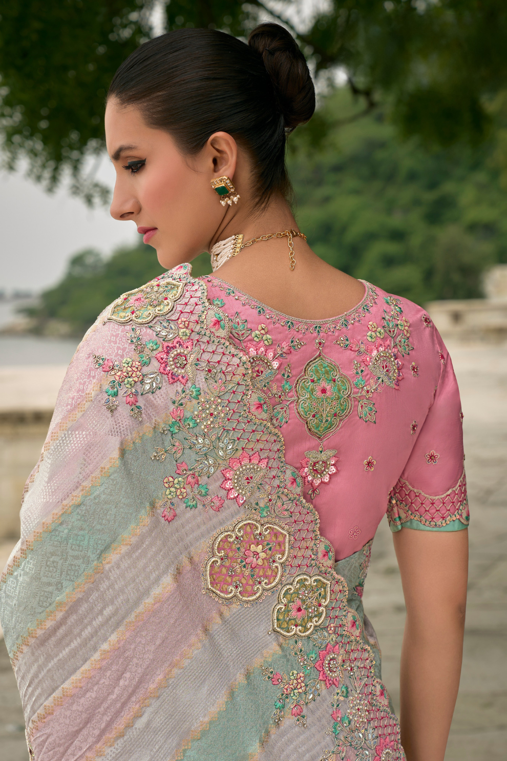 Opulent Glamour in Viscose Jacquard with Zari Sequins & Stone Embroidery