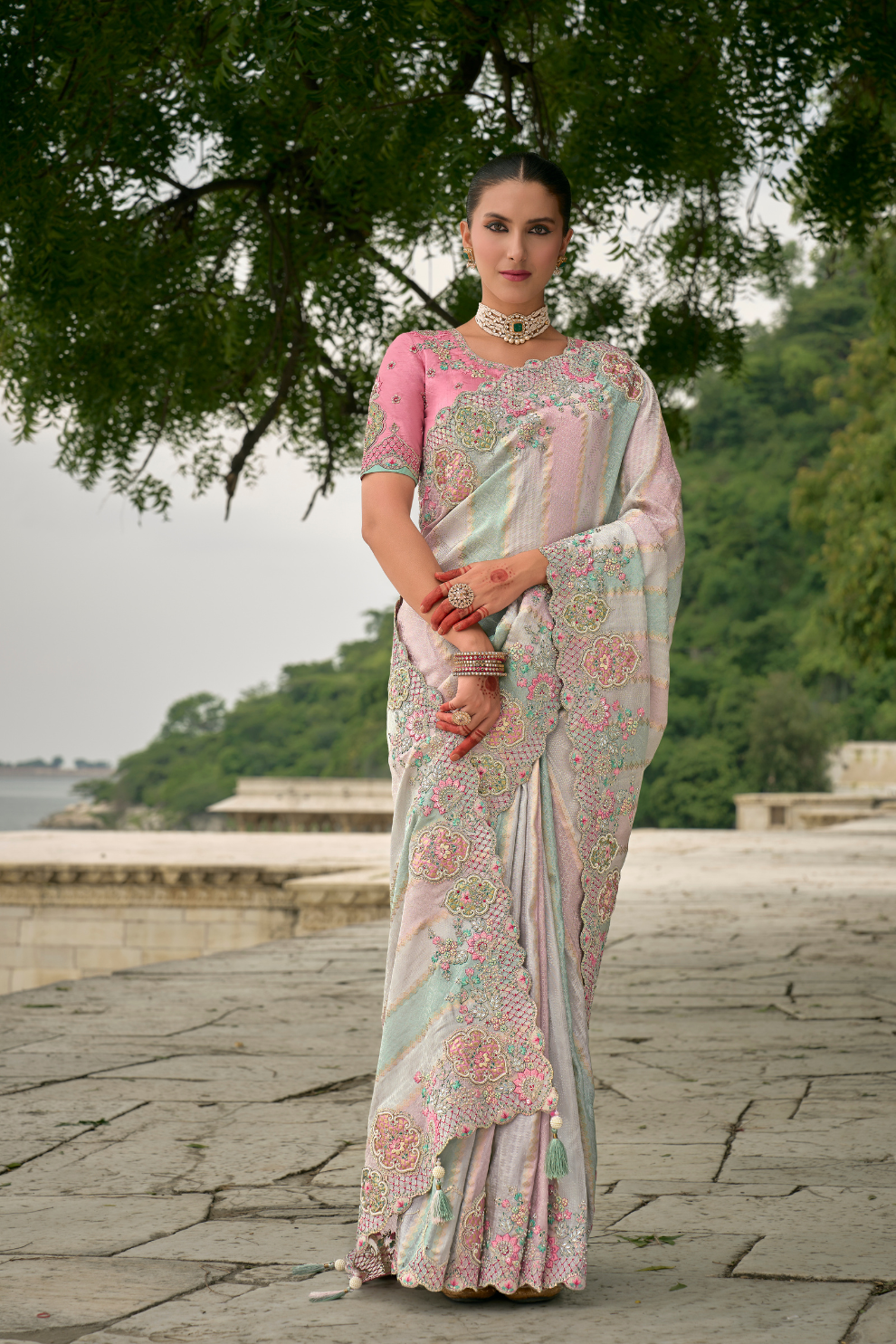 Opulent Glamour in Viscose Jacquard with Zari Sequins & Stone Embroidery