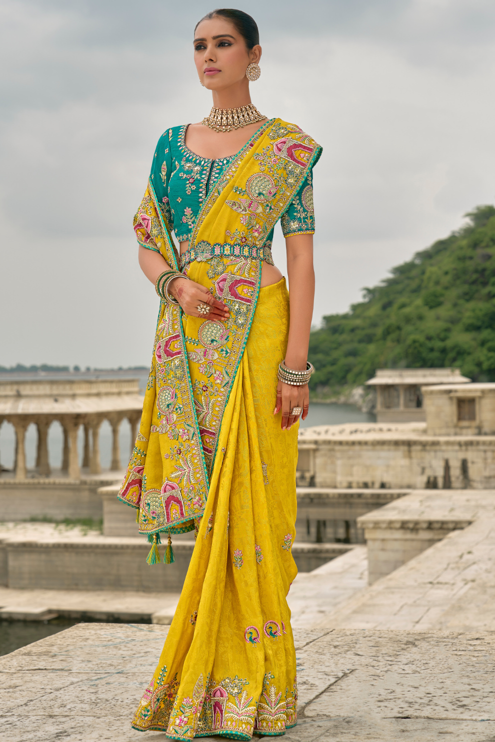 Opulent Glamour in Viscose Jacquard with Zari Sequins & Stone Embroidery