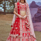 Pure Silk Moti And Cording Embroidery Bridal Lehenga Choli Dupatta