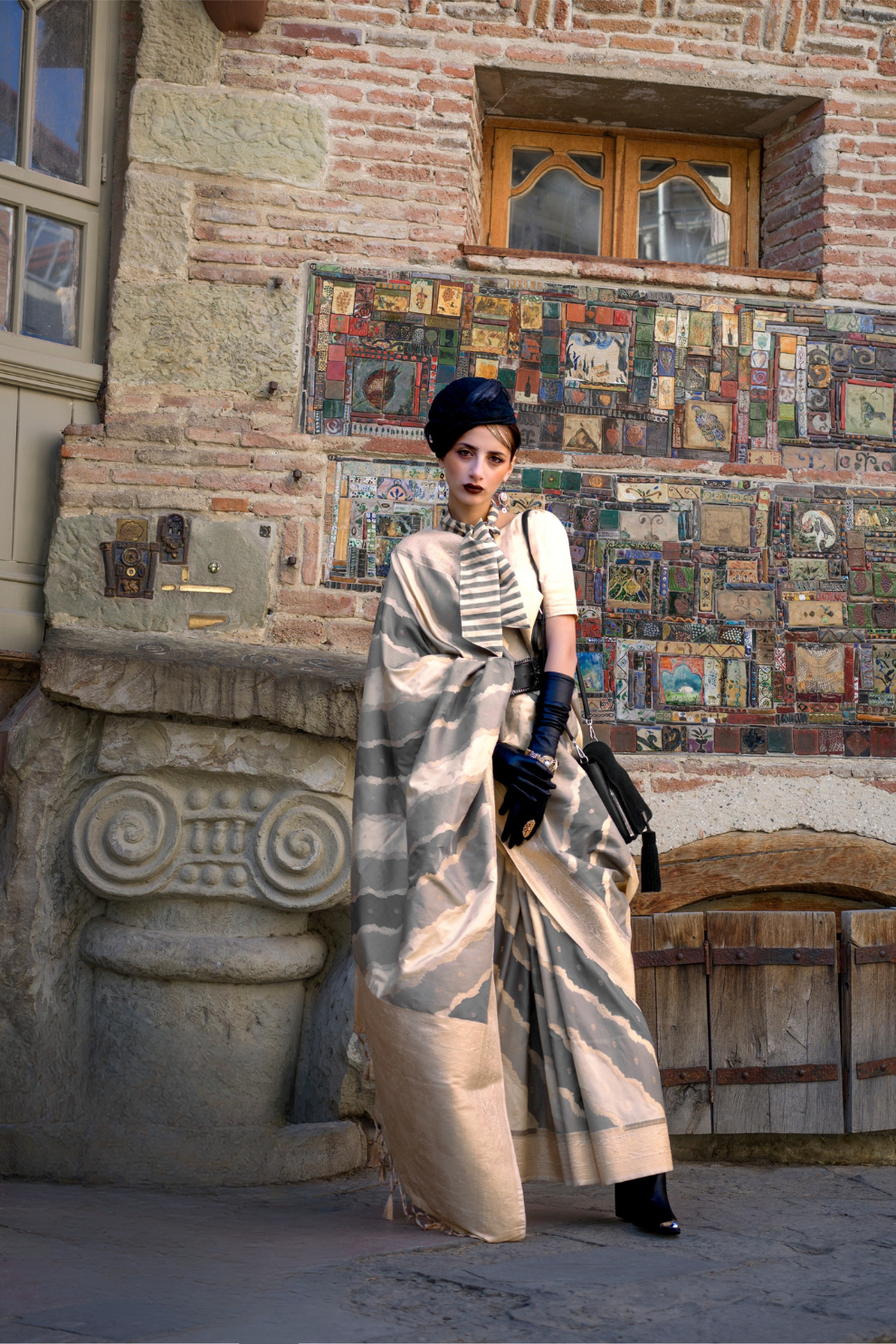 Rangkaat Handloom Katan Silk Saree with Multicolor Weaving