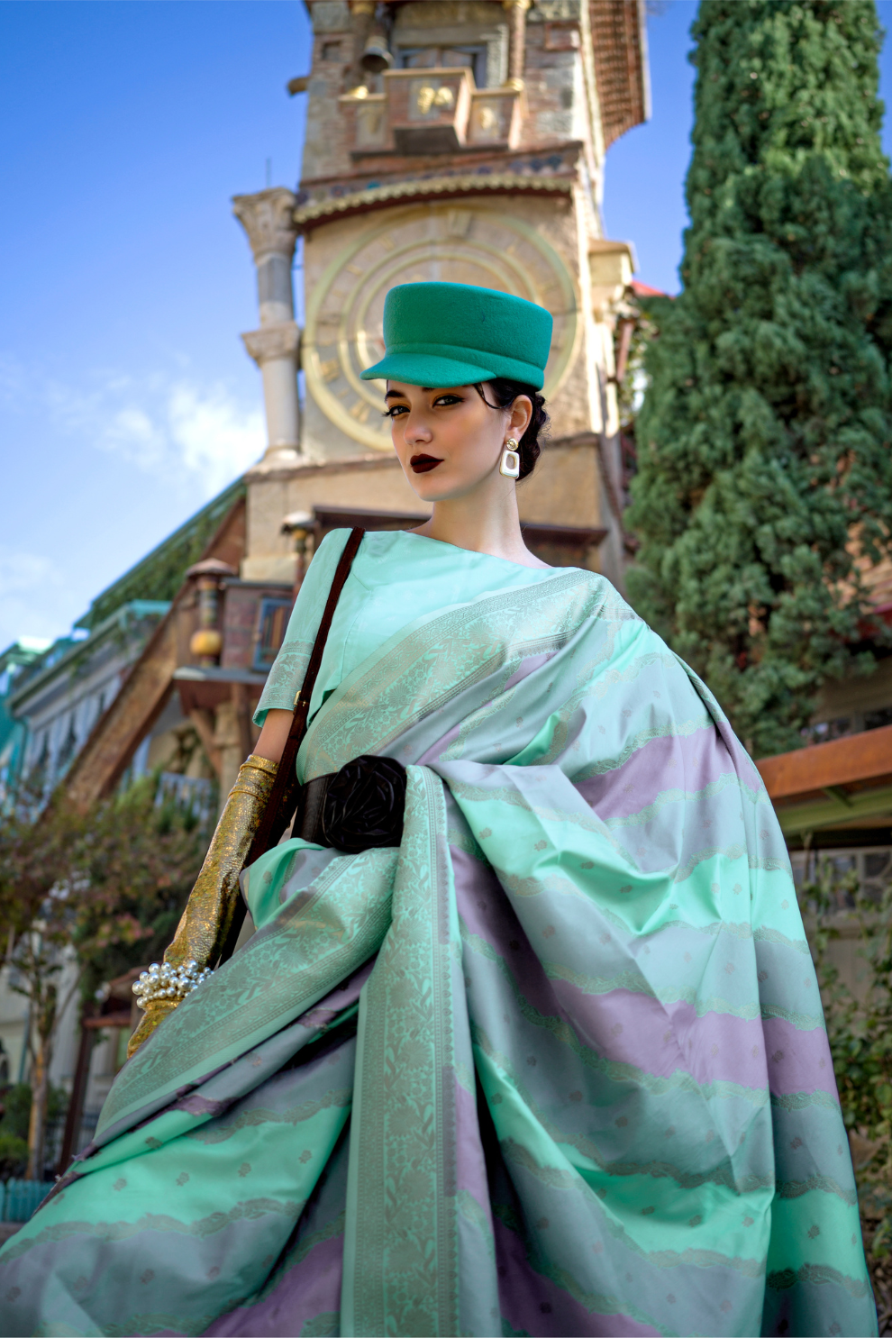 Rangkaat Handloom Katan Silk Saree with Multicolor Weaving