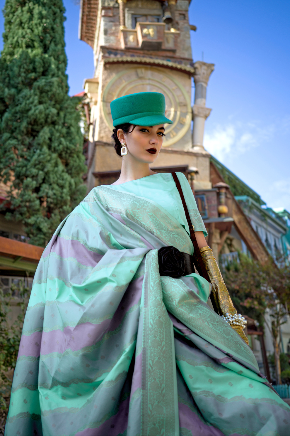 Rangkaat Handloom Katan Silk Saree with Multicolor Weaving