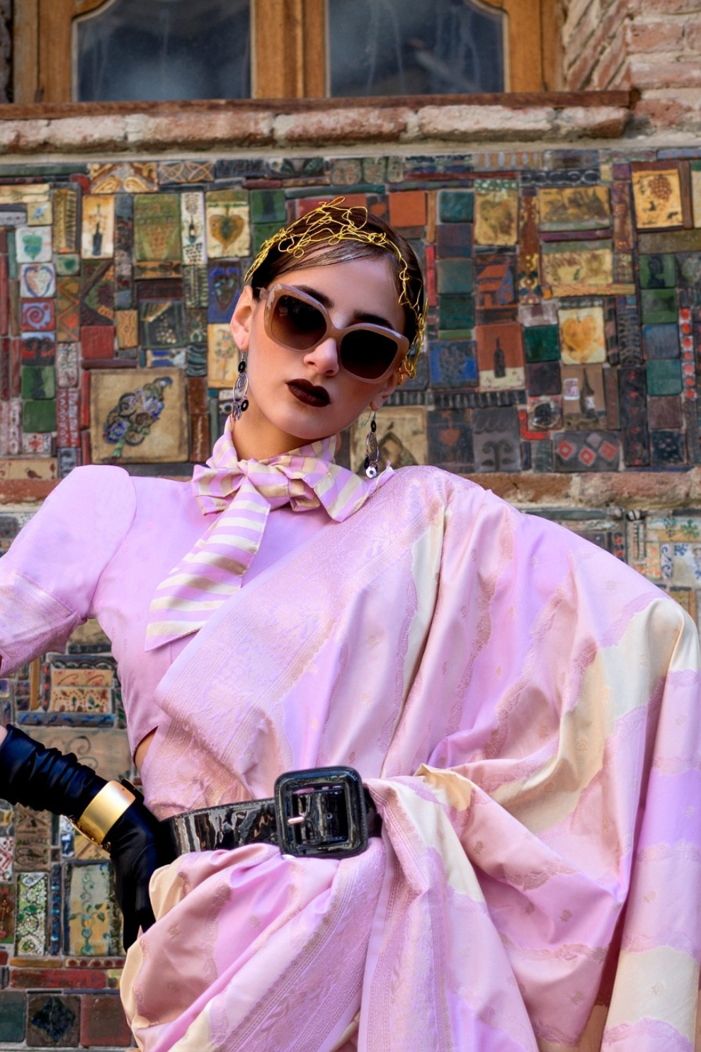 Rangkaat Handloom Katan Silk Saree with Multicolor Weaving