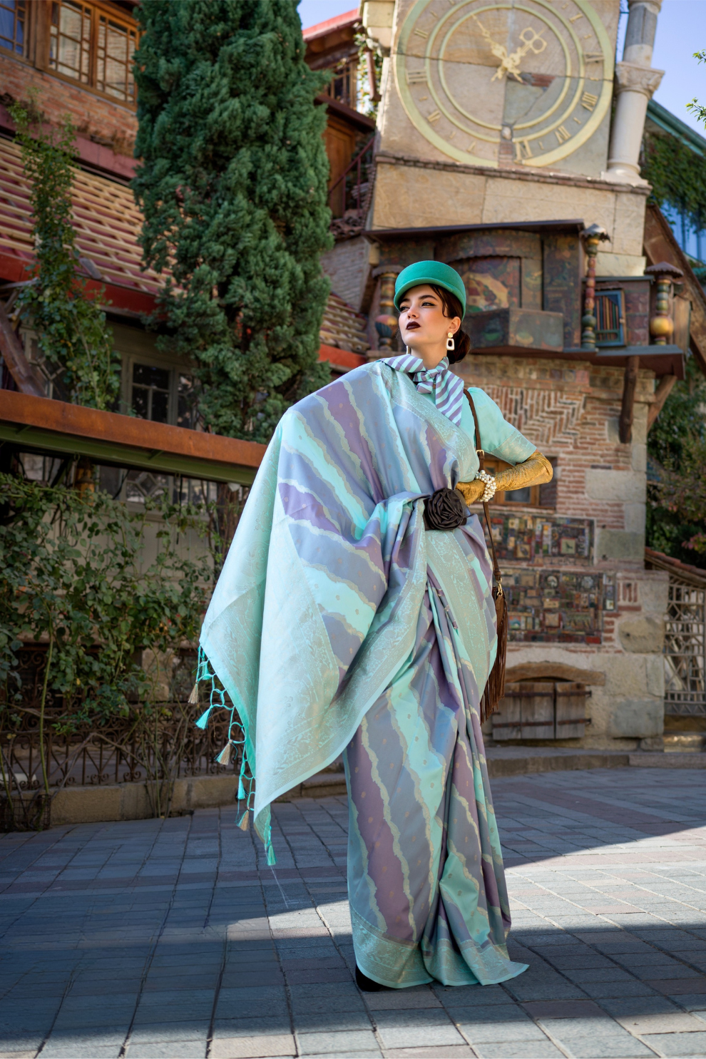 Rangkaat Handloom Katan Silk Saree with Multicolor Weaving