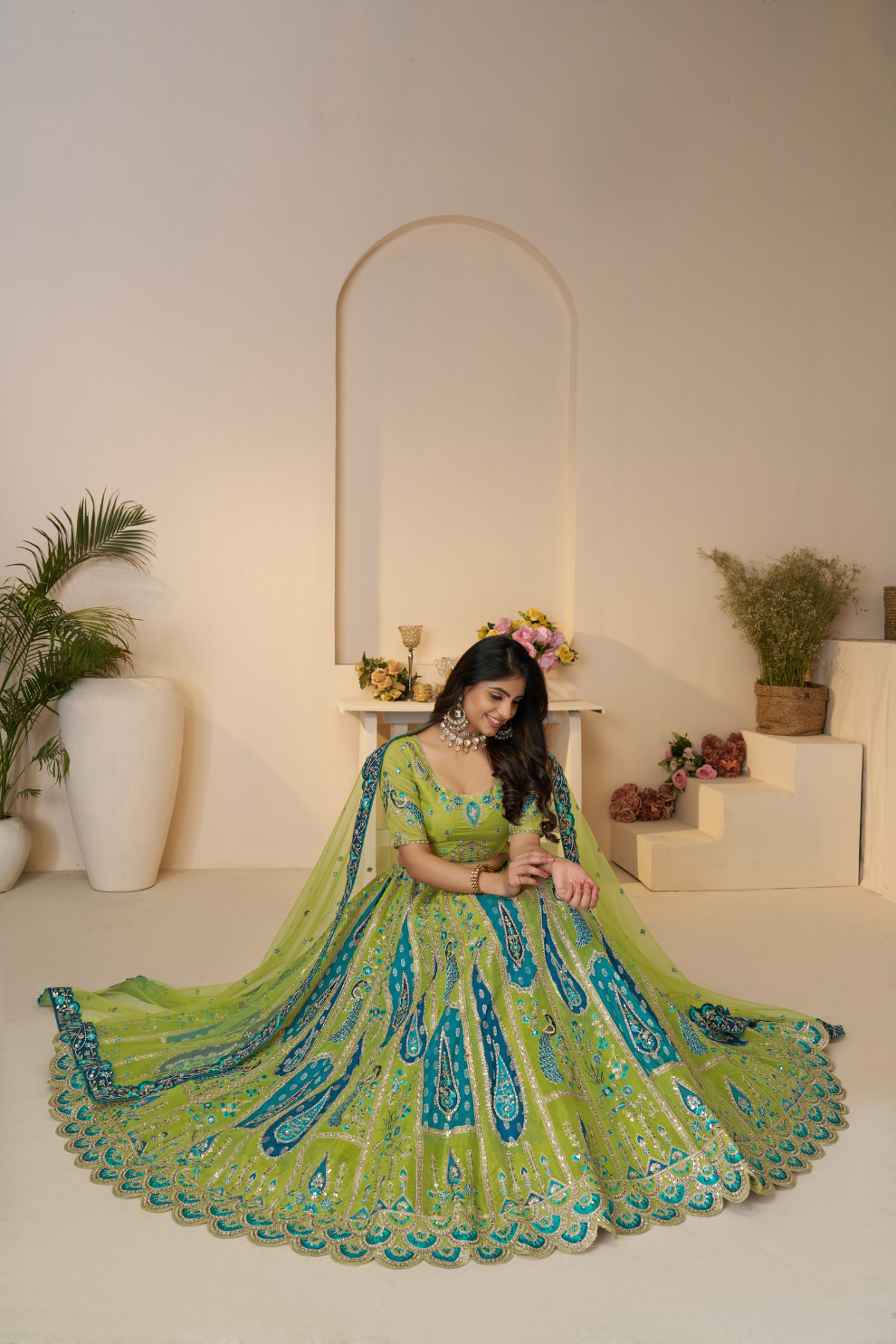 Traditional Designer Lehenga Featuring Embroidery and Intricate Cut Work