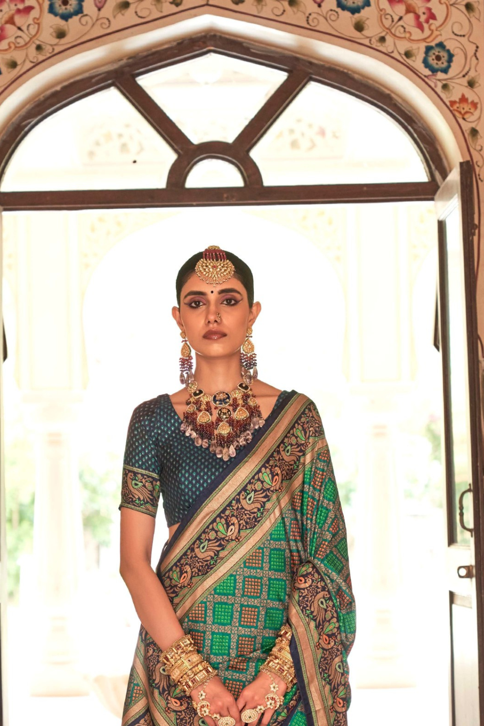 Printed Banarasi Silk Saree with Ultra Smooth Gloster Touch