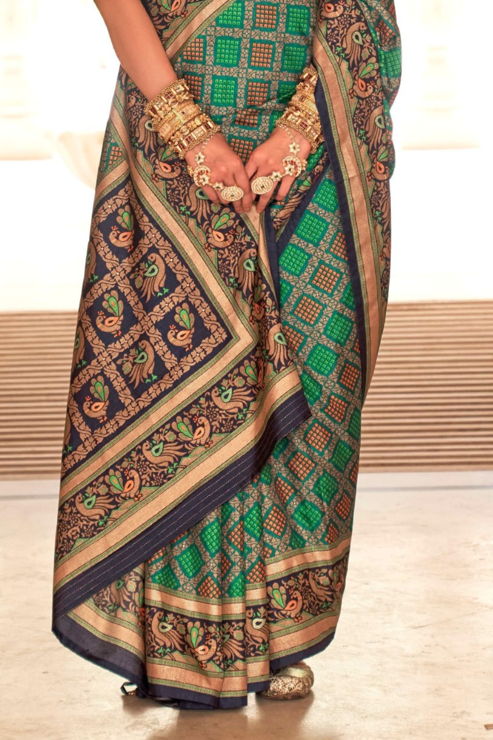 Printed Banarasi Silk Saree with Ultra Smooth Gloster Touch