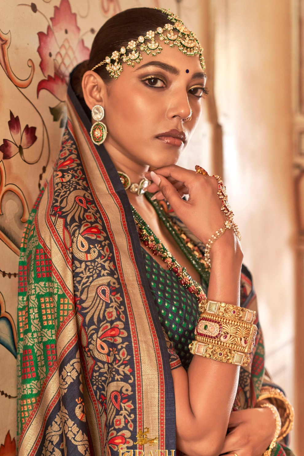 Printed Banarasi Silk Saree with Ultra Smooth Gloster Touch