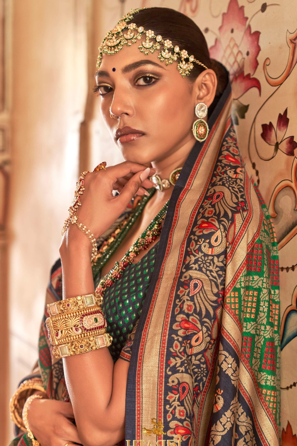 Printed Banarasi Silk Saree with Ultra Smooth Gloster Touch