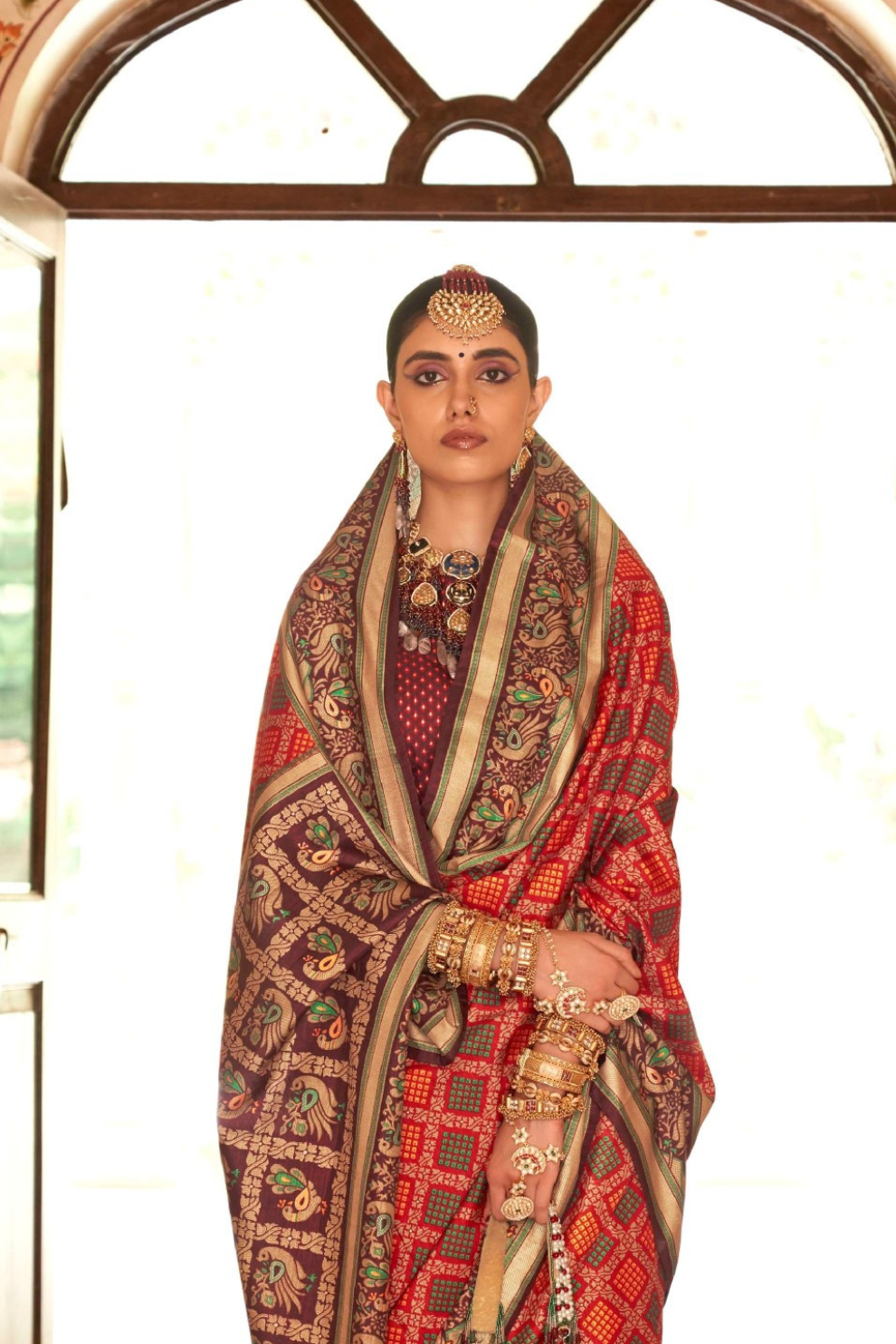 Printed Banarasi Silk Saree with Ultra Smooth Gloster Touch