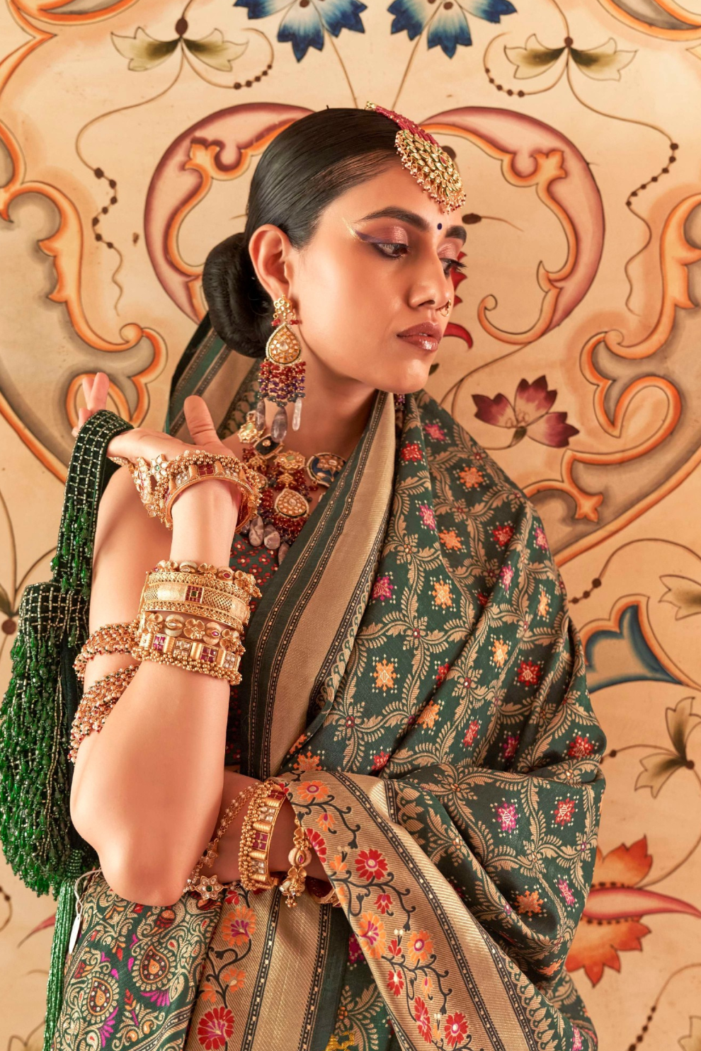 Printed Banarasi Silk Saree with Ultra Smooth Gloster Touch