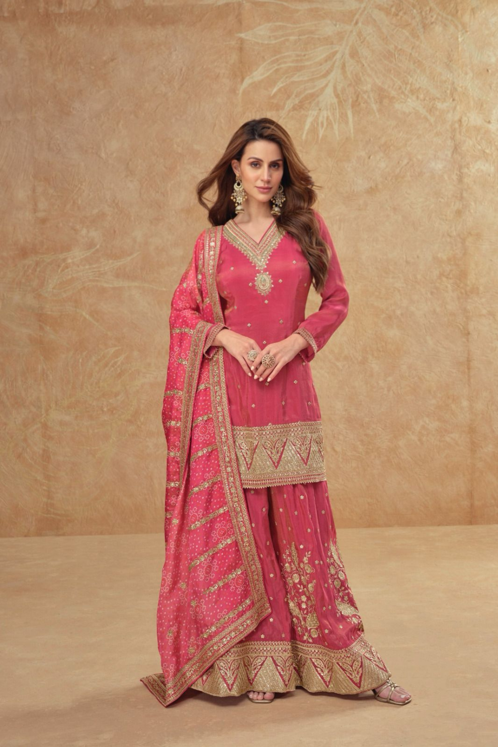 Regal Embroidered Sharara Ensemble with Statement Dupatta