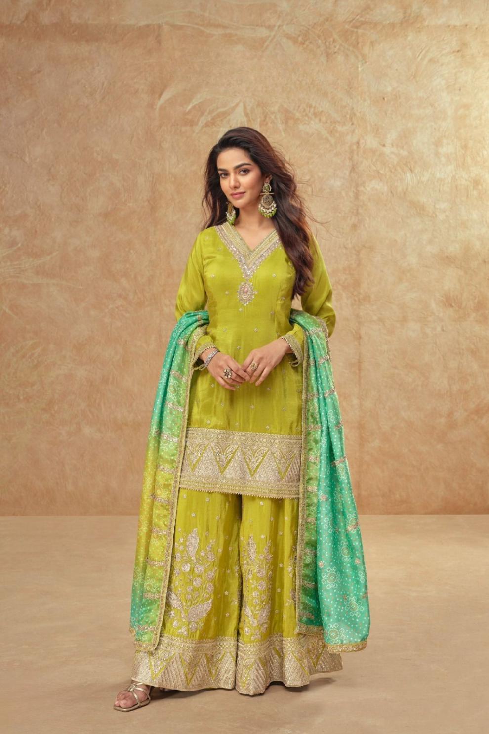 Regal Embroidered Sharara Ensemble with Statement Dupatta
