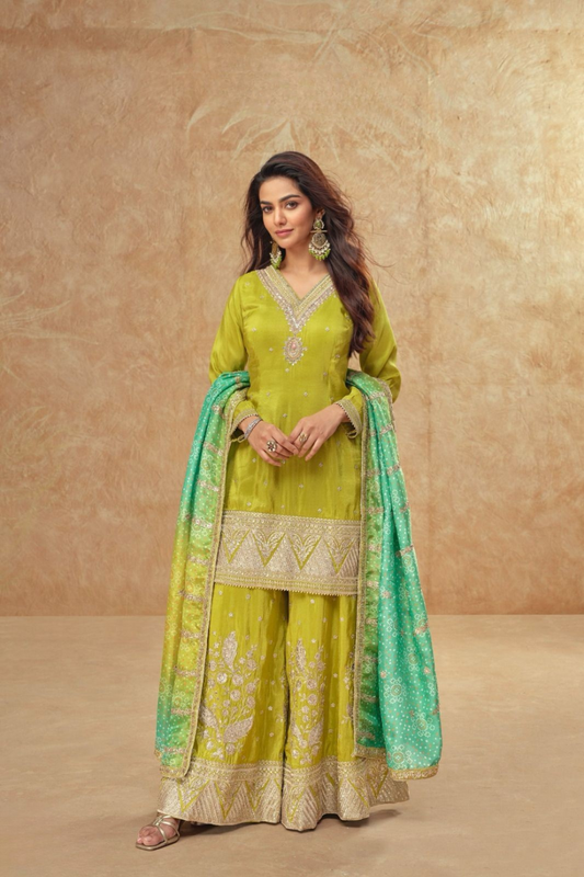 Regal Embroidered Sharara Ensemble with Statement Dupatta