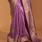 Elegant Floral Satin Silk Saree with Handloom Weaving Finish