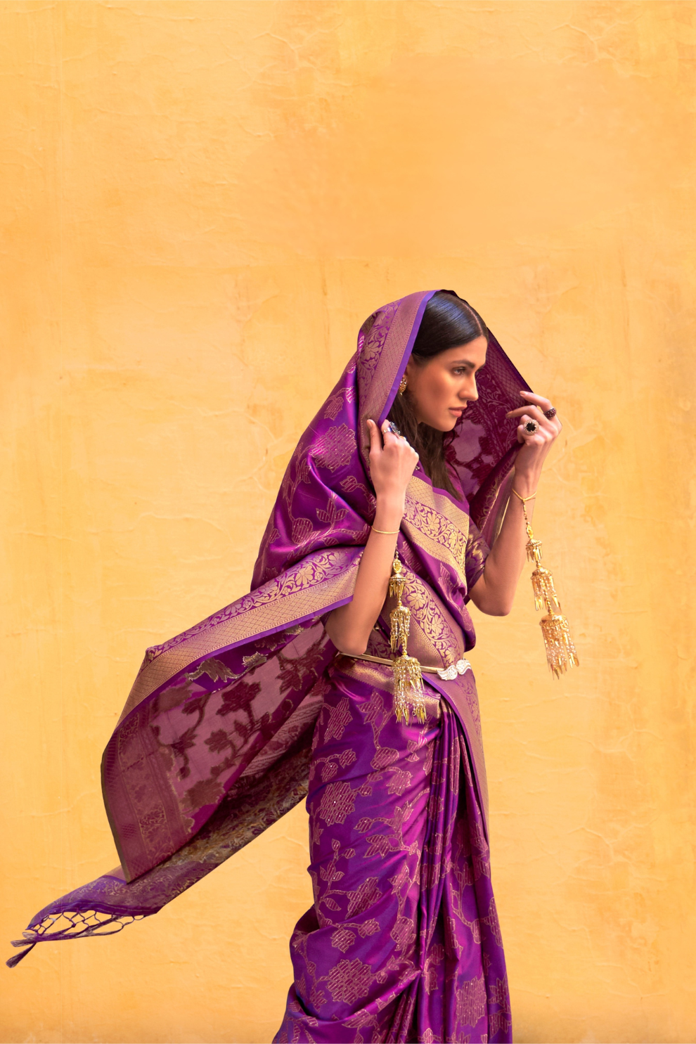 Designer Kanjivaram Saree with Sequin Woven Detailing