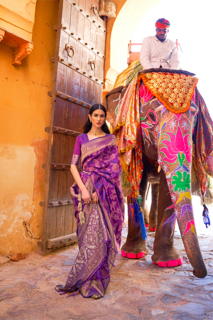 Designer Kanjivaram Saree with Sequin Woven Detailing