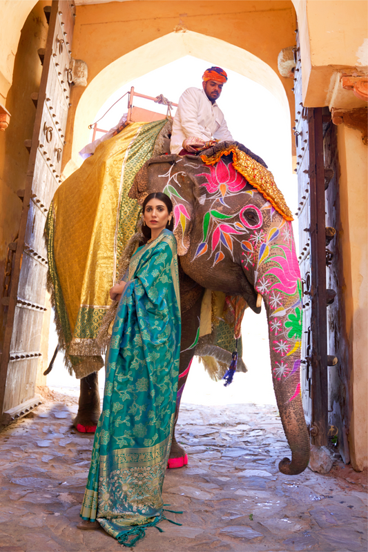 Designer Kanjivaram Saree with Sequin Woven Detailing