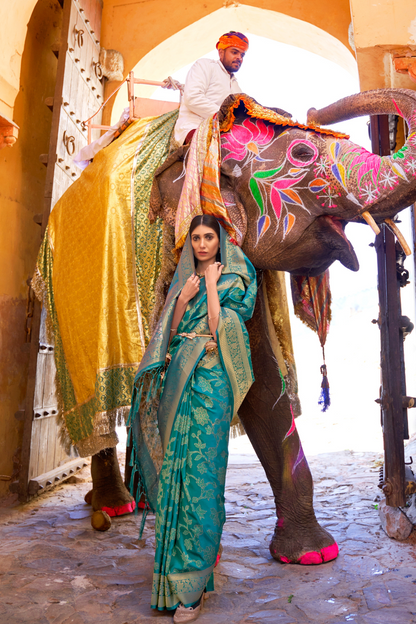 Designer Kanjivaram Saree with Sequin Woven Detailing