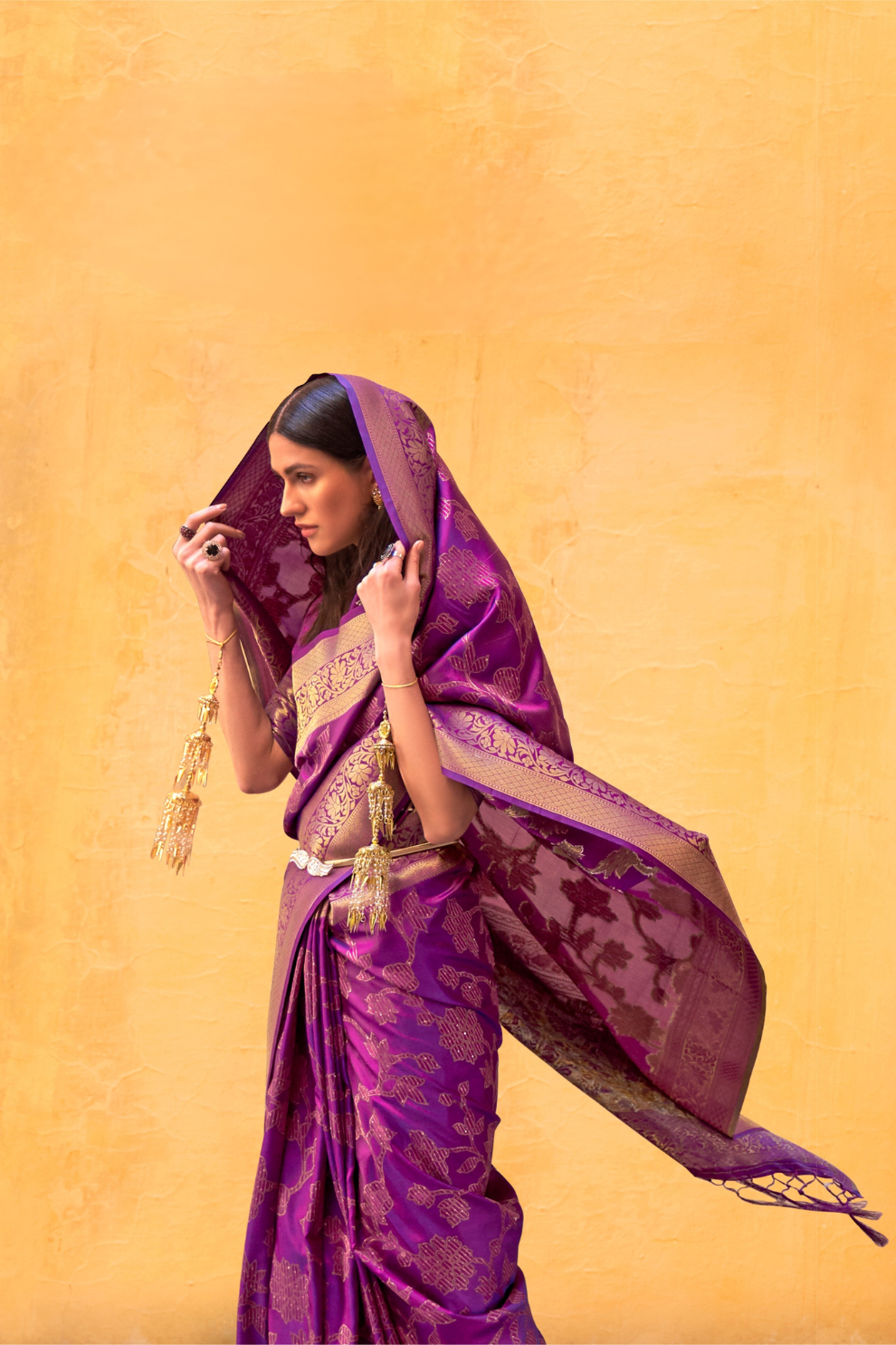 Designer Kanjivaram Saree with Sequin Woven Detailing