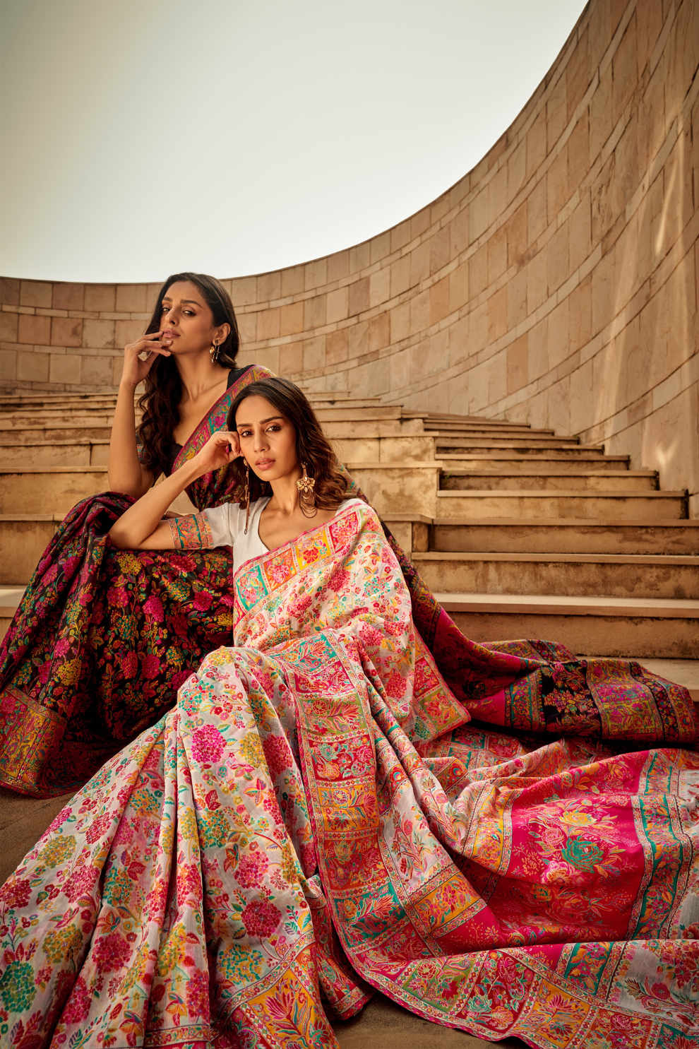 Classic Pashmina Silk Saree with Rich Kashmiri Craftsmanship