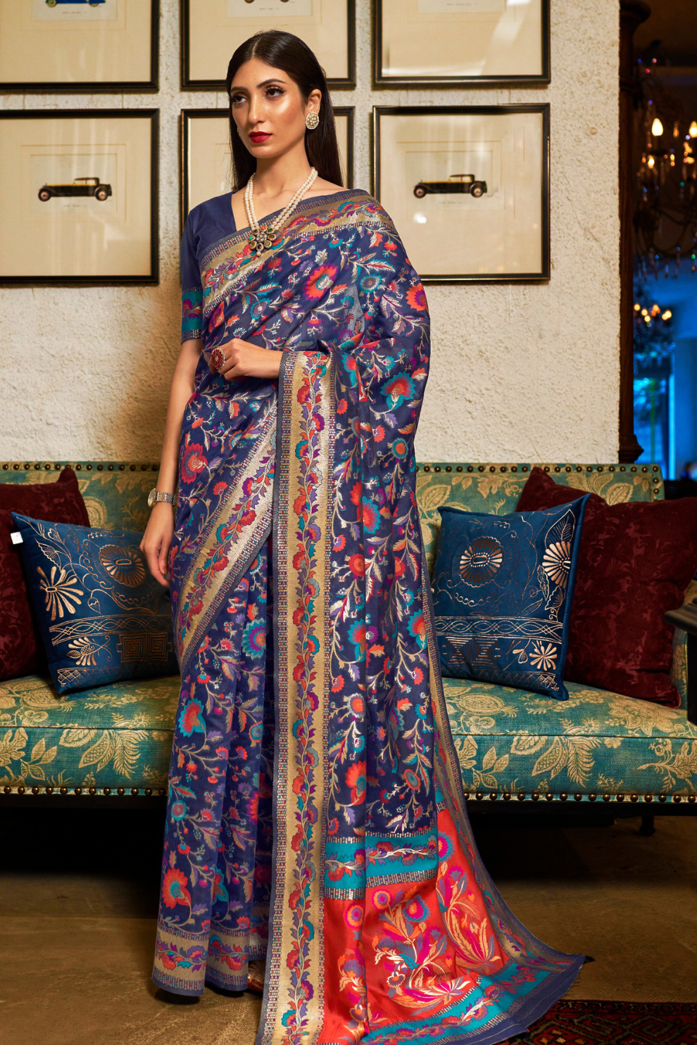 Banarasi Jamawar Silk Saree with Traditional Woven Design