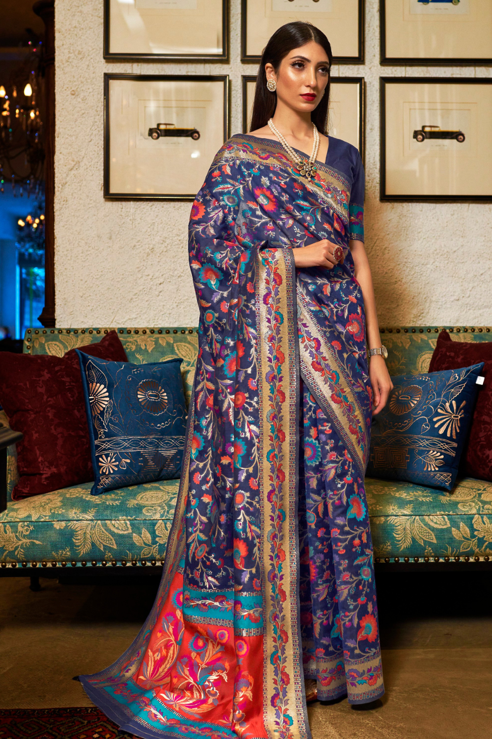 Banarasi Jamawar Silk Saree with Traditional Woven Design