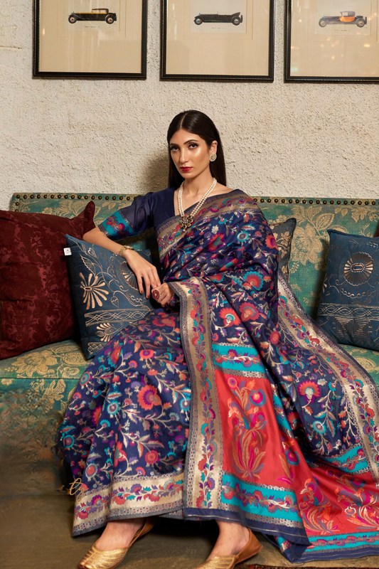 Banarasi Jamawar Silk Saree with Traditional Woven Design