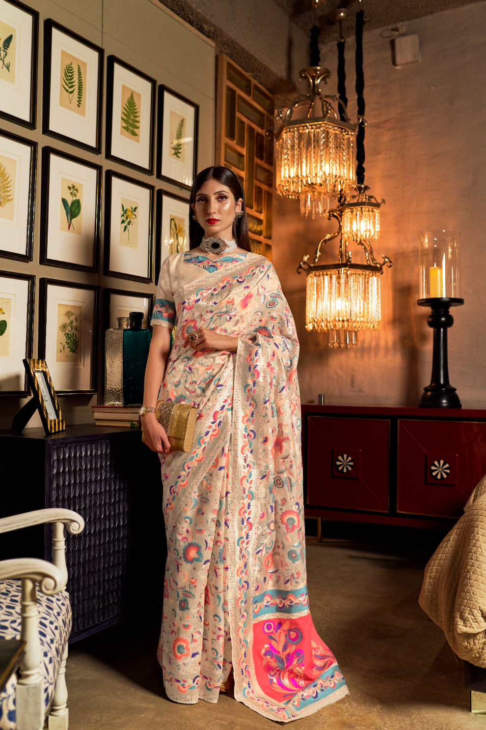 Banarasi Jamawar Silk Saree with Traditional Woven Design