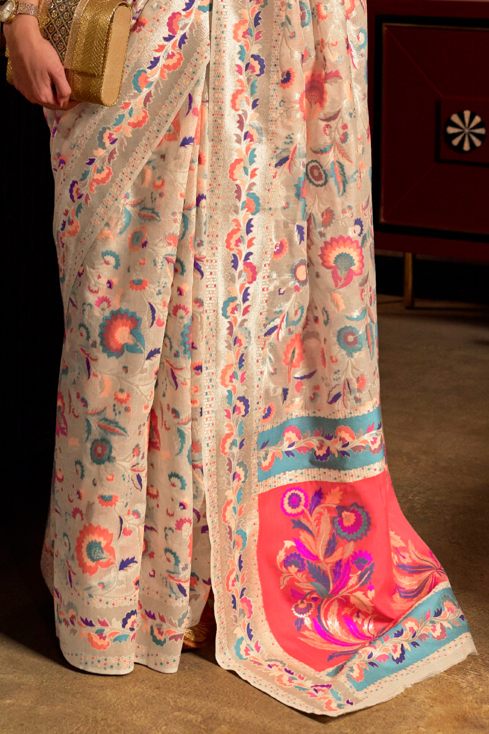 Banarasi Jamawar Silk Saree with Traditional Woven Design