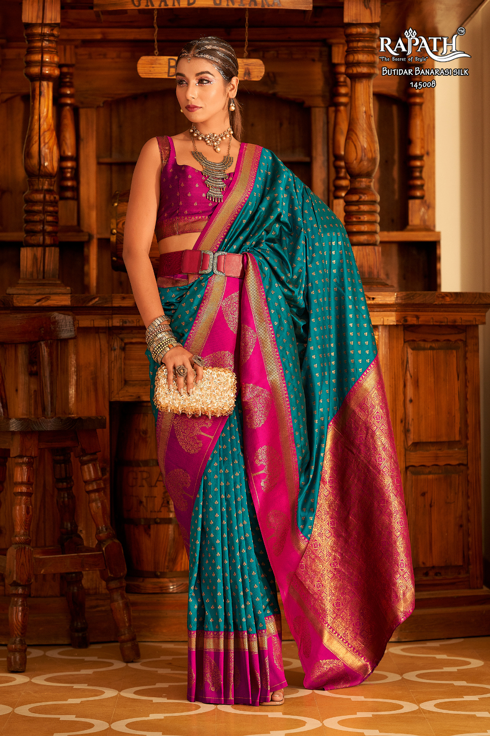 Soft Banarasi Paithani Saree with Copper Zari Weaving - LaVante Fashion