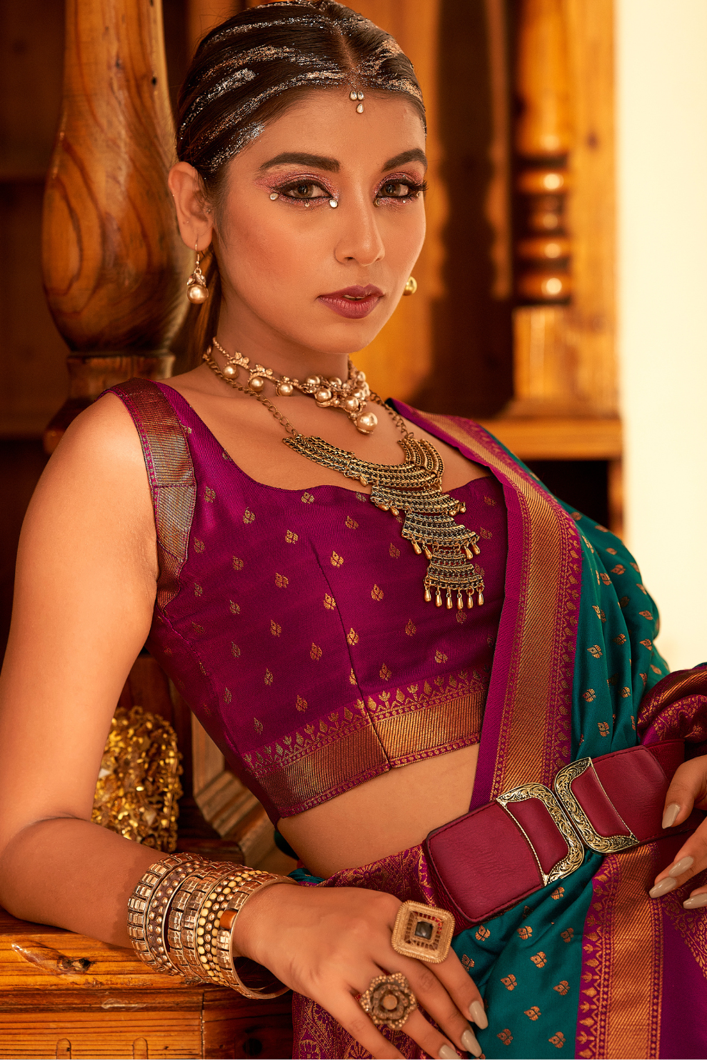 Soft Banarasi Paithani Saree with Copper Zari Weaving - LaVante Fashion