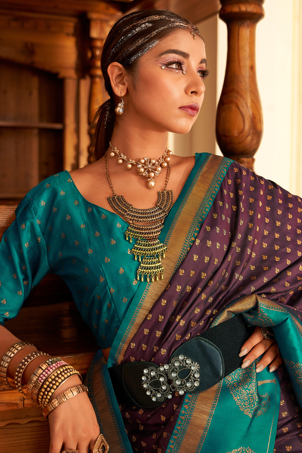 Soft Banarasi Paithani Saree with Copper Zari Weaving - LaVante Fashion